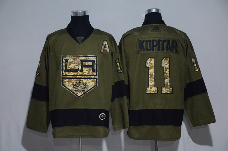 Kings 11 Anze Kopitar Olive Adidas Jersey