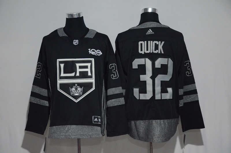 Kings 32 Jonathan Quick Black 100th Anniversary Season Jersey