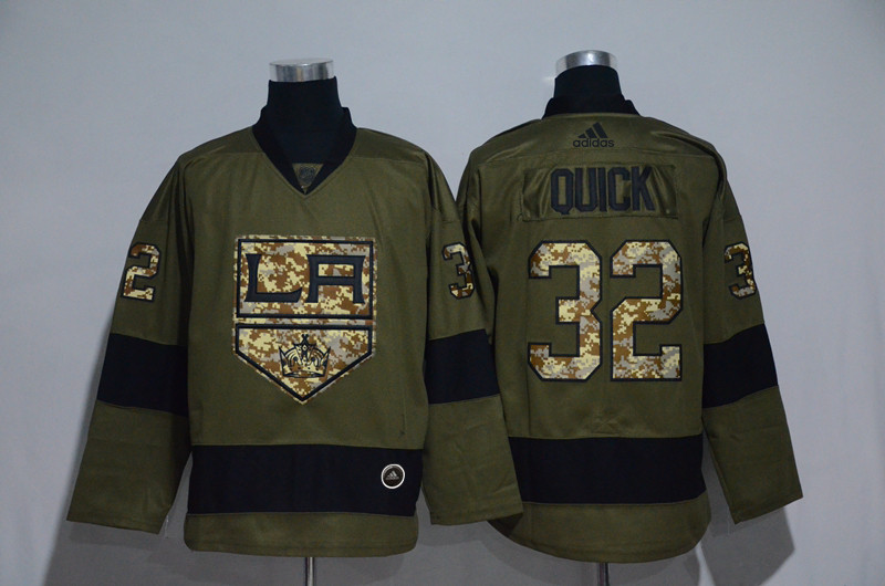 Kings 32 Jonathan Quick Olive Adidas Jersey