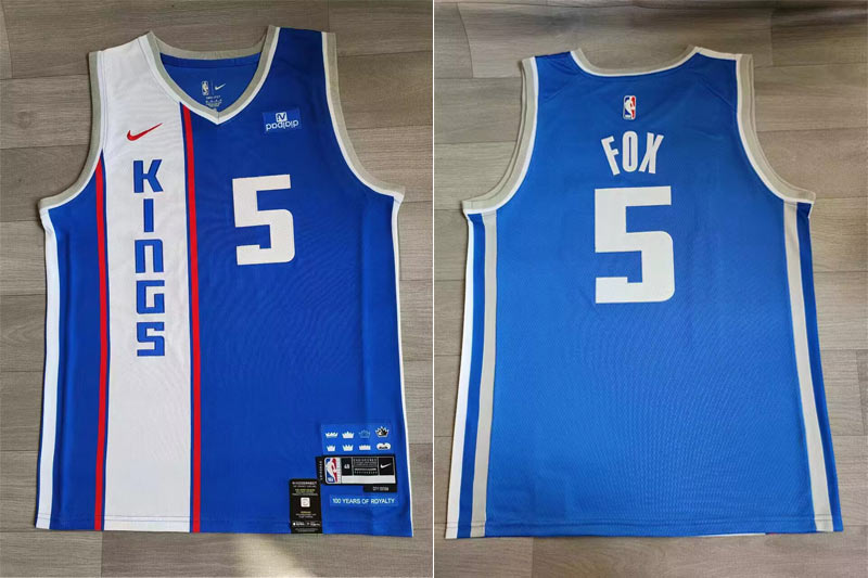 Kings 5 De'Aaron Fox Blue Nike 2023 24 City Edition Swingman Jersey