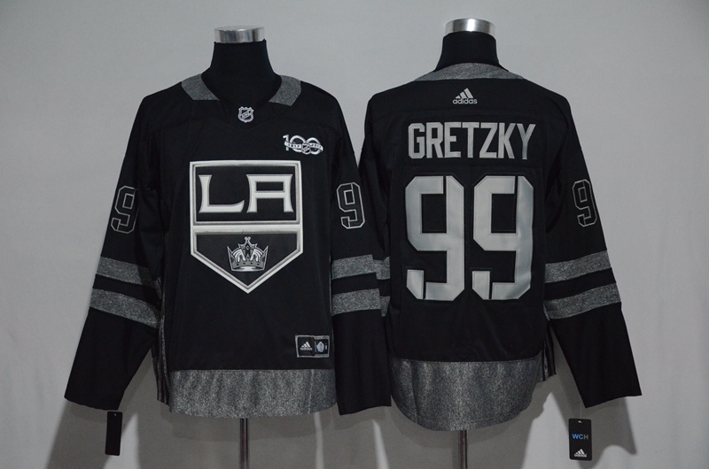 Kings 99 Wayne Gretzky Black 1917 2017 100th Anniversary Stitched NHL Jersey