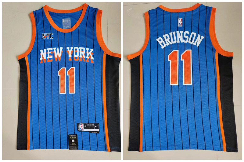 Knicks 11 Jalen Brunson Blue Nike 2023 24 City Edition Swingman Jersey