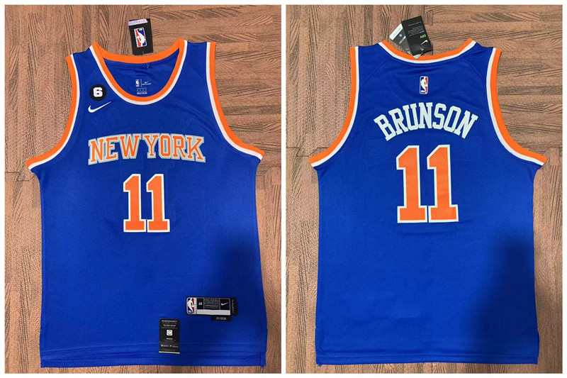 Knicks 11 Jalen Brunson Blue Nike City Edition Swingman Jersey