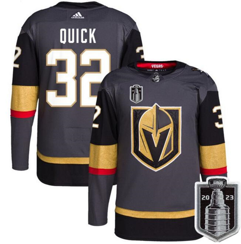 Knights 32 Jonathan Quick Gray 2023 Stanley Cup Final Adidas Jersey