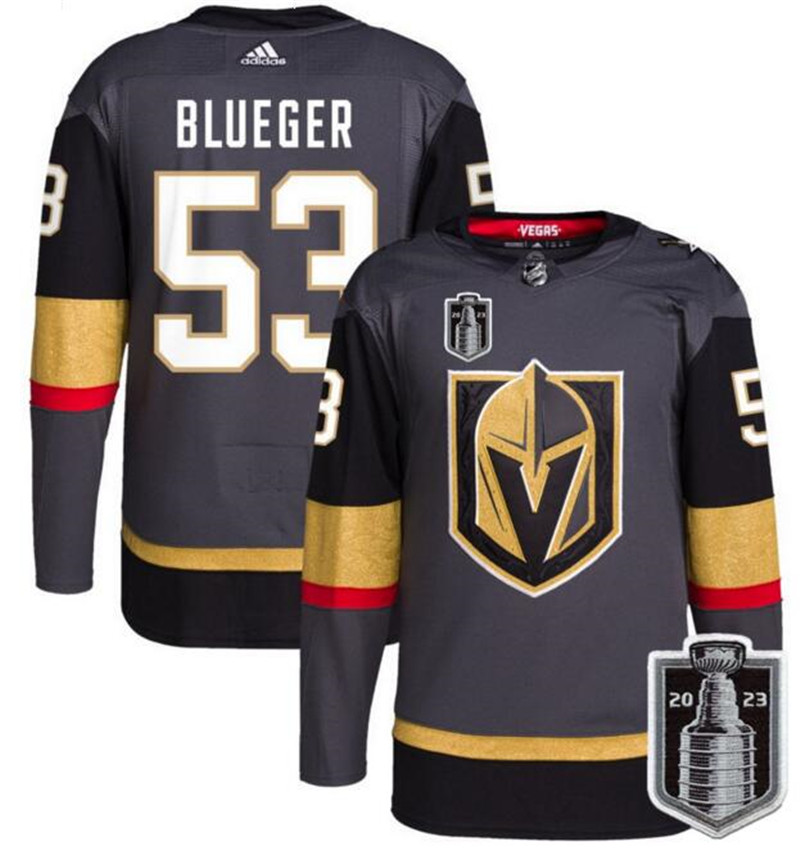 Knights 53 Teddy Blueger Gray 2023 Stanley Cup Final Adidas Jersey