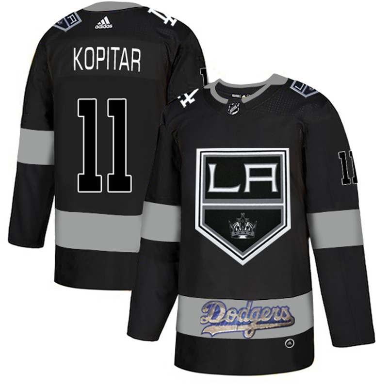 LA Kings With Dodgers 11 Anze Kopitar Black  Jersey