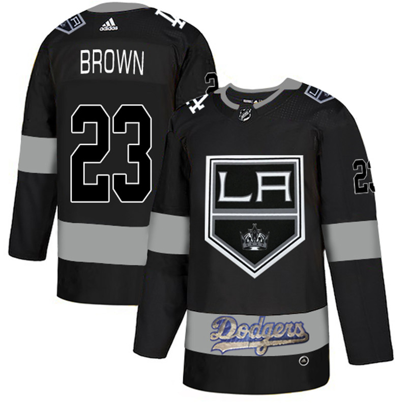 LA Kings With Dodgers 23 Dustin Brown Black  Jersey