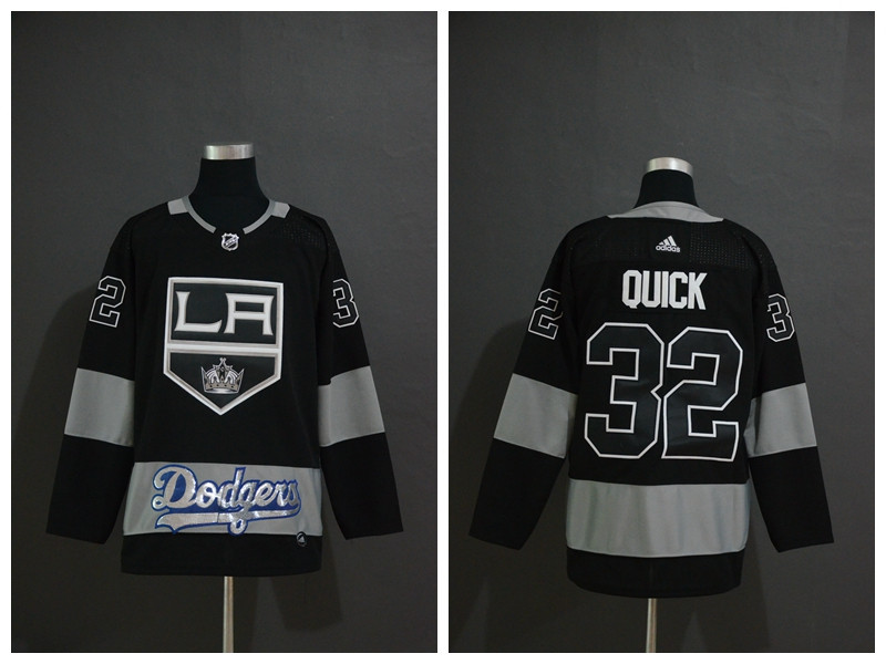 LA Kings With Dodgers 32 Jonathan Quick Black  Jersey