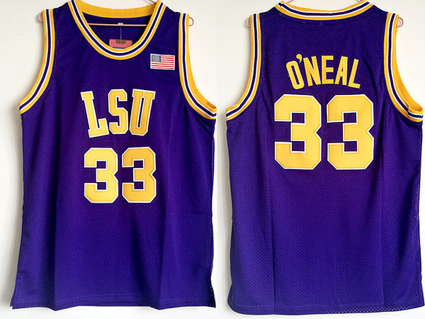 LSU Tigers #33 Shaquille O'Neal Purple College Basketball Jersey