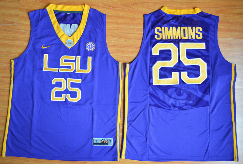 LSU Tigers 25 Ben Simmons Blue Basketball Stitched NCAA Jersey