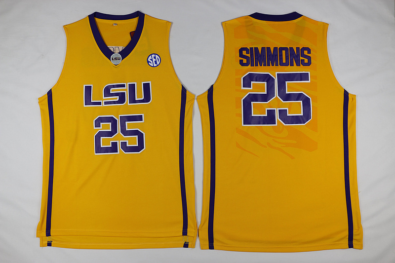 LSU Tigers 25 Ben Simmons Yellow Basketball Stitched NCAA Jersey