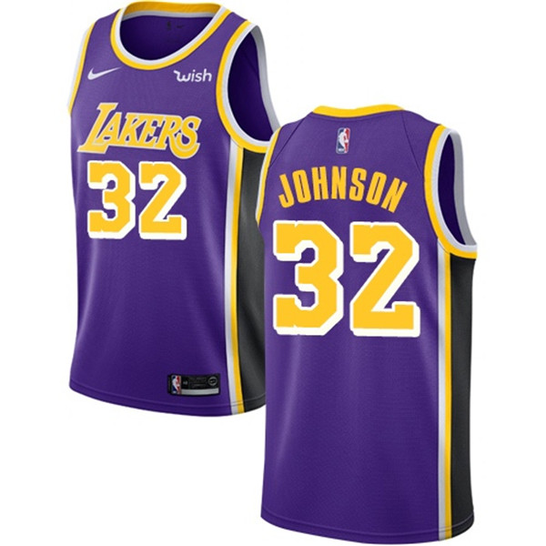 Lakers #32 Magic Johnson Purple Basketball Swingman Statement Edition Jersey