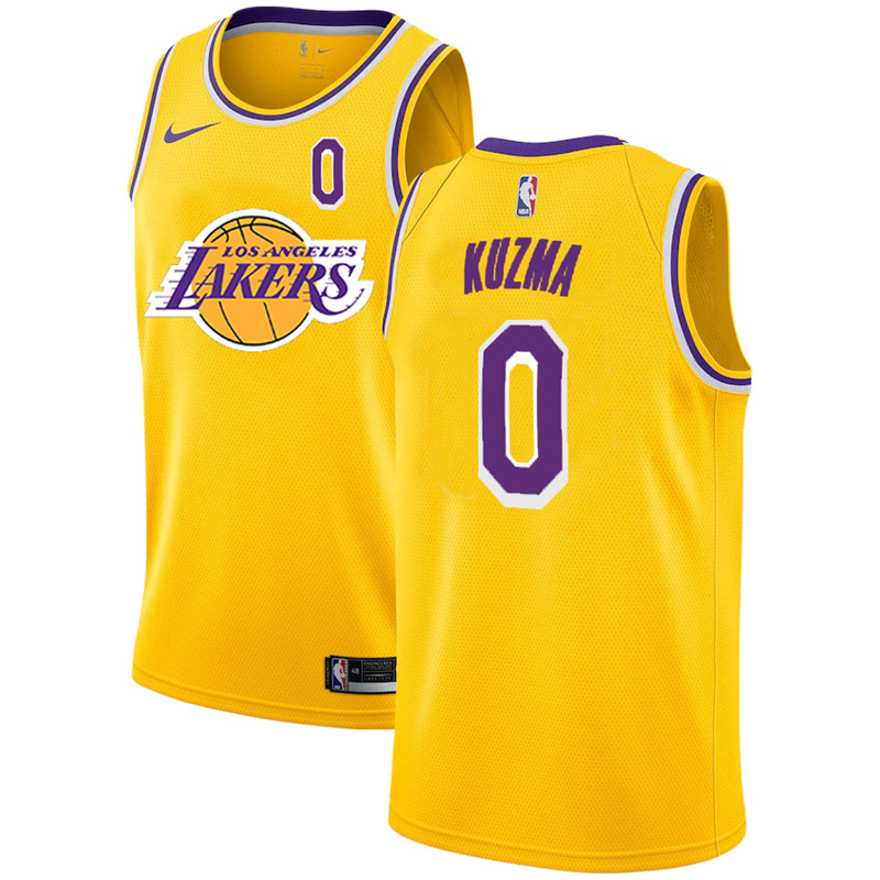 Lakers 0 Kyle Kuzma Yellow 2020 2021 New City Edition Nike Swingman Jerseys