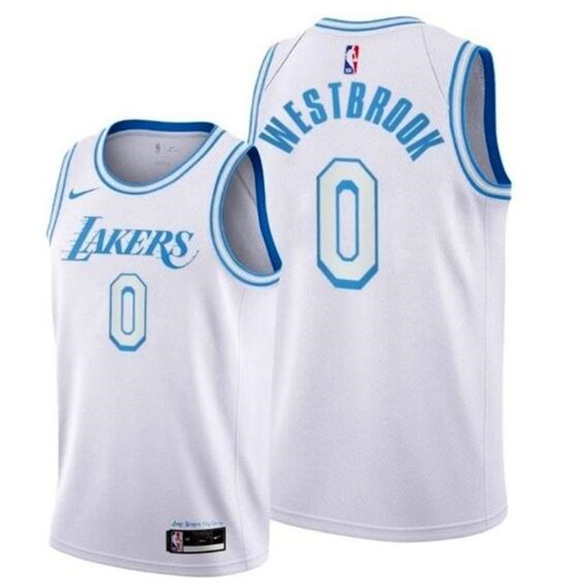 Lakers 0 Russell Westbrook White City Edition Nike Swingman Jersey