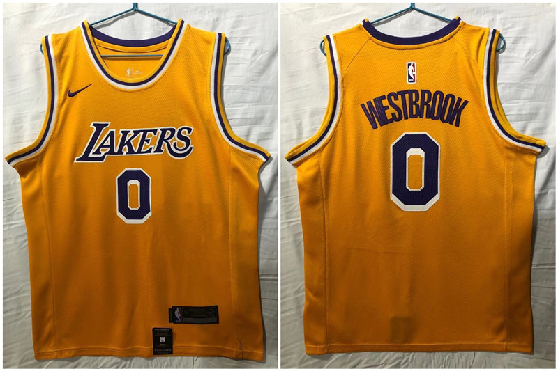 Lakers 0 Russell Westbrook Yellow Nike Swingman Jersey