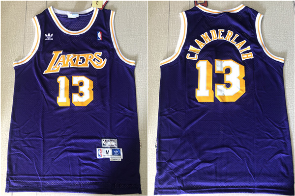 Lakers 13 Wilt Chamberlain Purple Hardwood Classics Jersey