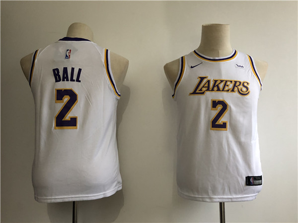 Lakers 2 Lonzo Ball White Youth 2018 19  Swingman Jersey