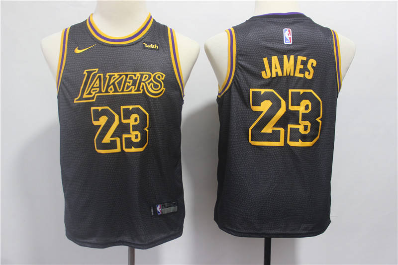 Lakers 23 Lebron James Black City Edition Youth  Swingman Jerseys