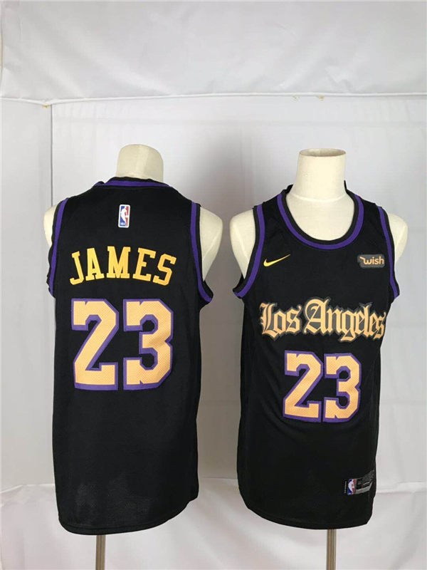 Lakers 23 Lebron James Black Nike Swingman Jersey