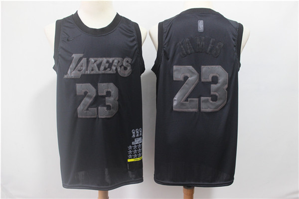 Lakers 23 Lebron James Black Nike Swingman MVP Jersey