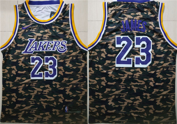 Lakers 23 Lebron James Camo Nike Swingman Jersey