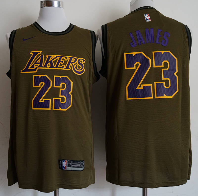 Lakers 23 Lebron James Olive  Swingman Jersey