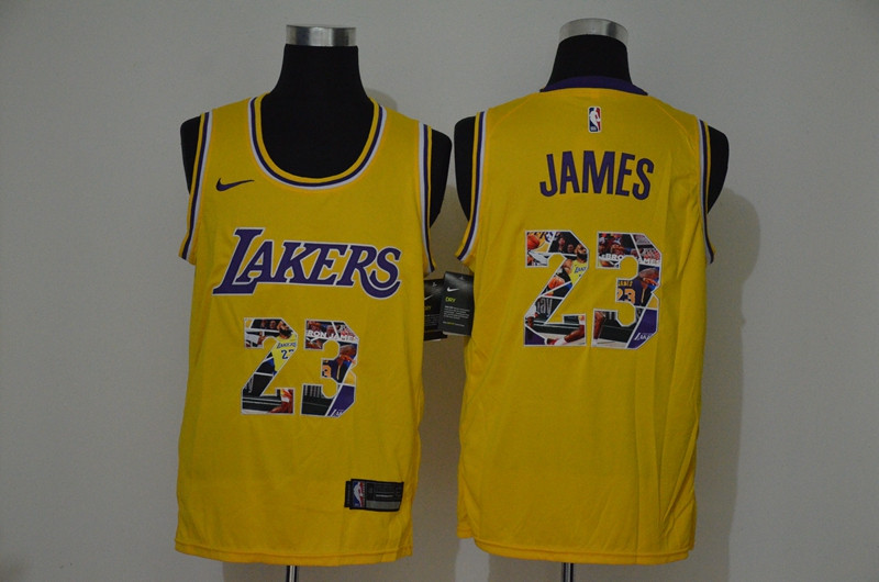 Lakers 23 Lebron James Yellow Fashion Swingman Jersey