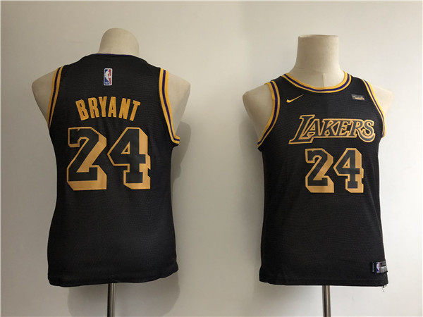 Lakers 24 Kobe Bryant Black 2018 19 City Edition Youth  Swingman Jersey