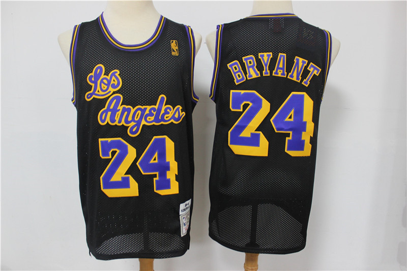 Lakers 24 Kobe Bryant Black Hardwood Classics Mesh Jersey