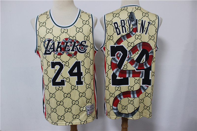 Lakers 24 Kobe Bryant Gray Gucci Chinese Dragon Hardwood Classics Jersey