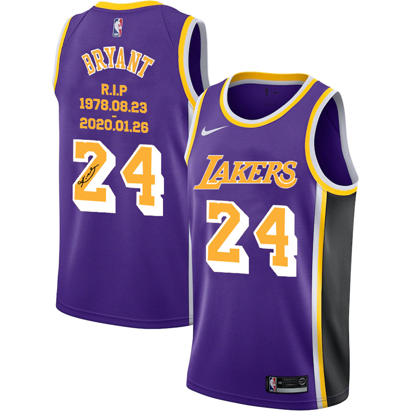 Lakers 24 Kobe Bryant Purple R.I.P Signature Swingman Jersey