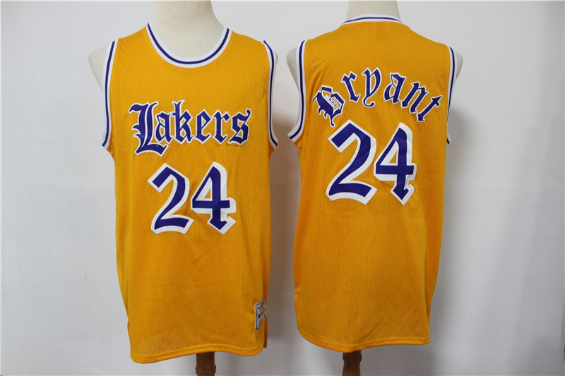 Lakers 24 Kobe Bryant Yellow Faded Swingman Jersey