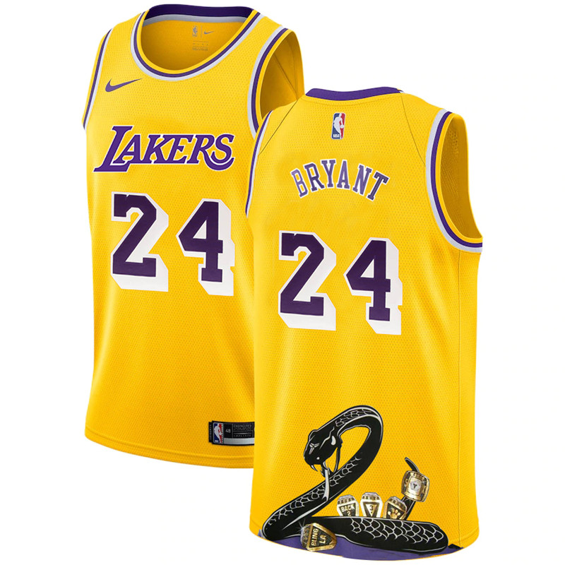 Lakers 24 Kobe Bryant Yellow Nike R.I.P Swingman Fashion Jersey