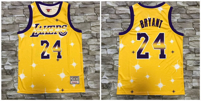 Lakers 24 Kobe Bryant Yellow Star Hardwood Classics Jersey