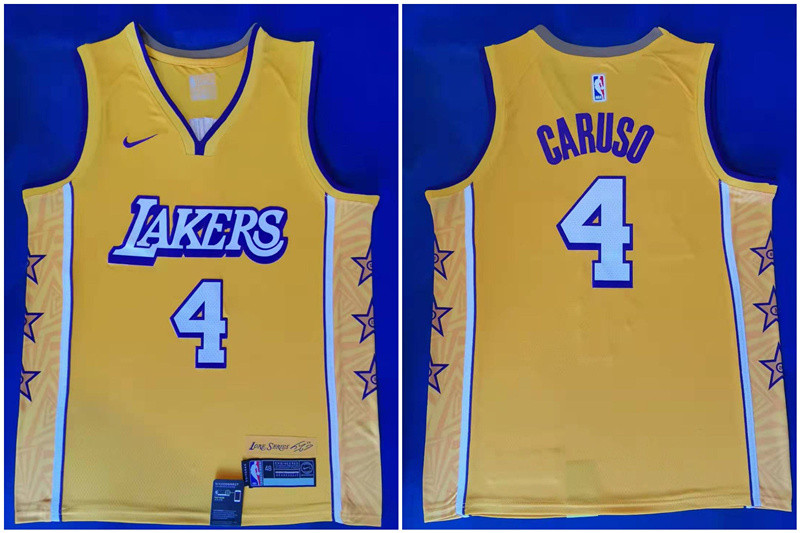 Lakers 4 Alex Caruso Yellow 2019 2020 Nike City Edition Swingman Jersey