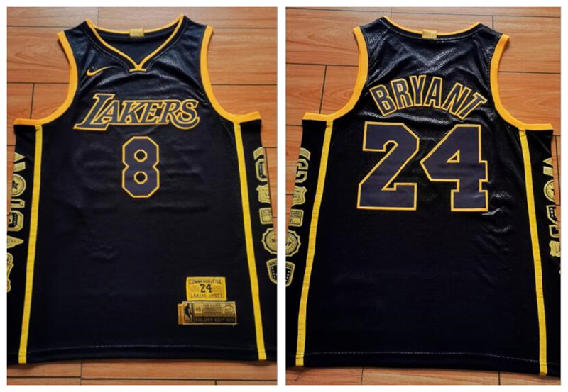 Lakers 8 & 24 Kobe Bryant Black Retirement Commemorative Swingman Jersey