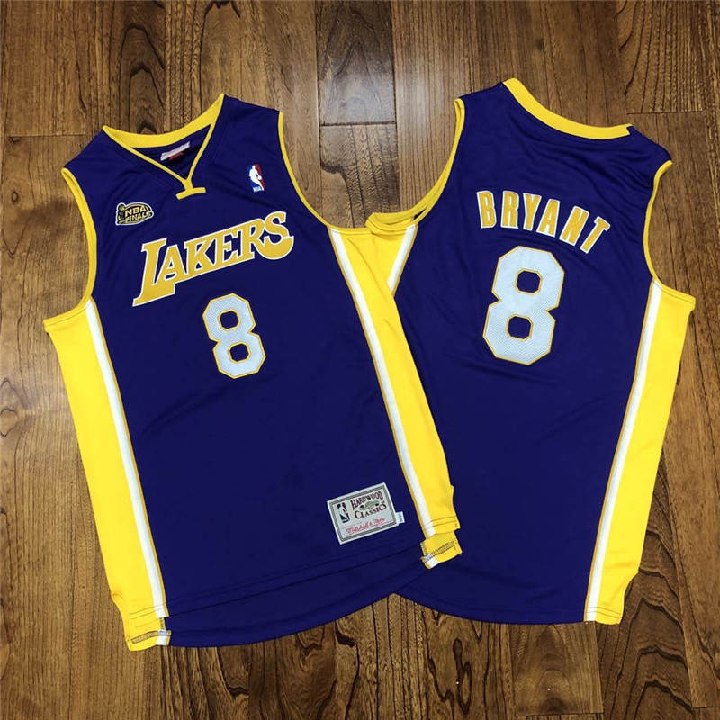 Lakers 8 Kobe Bryant Purple NBA Finals Patch Hardwood Classics Jersey
