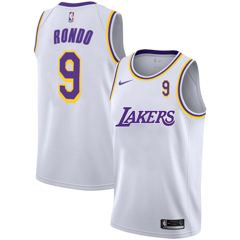 Lakers 9 Rajon Rondo White 2020 2021 New City Edition Nike Swingman Jersey