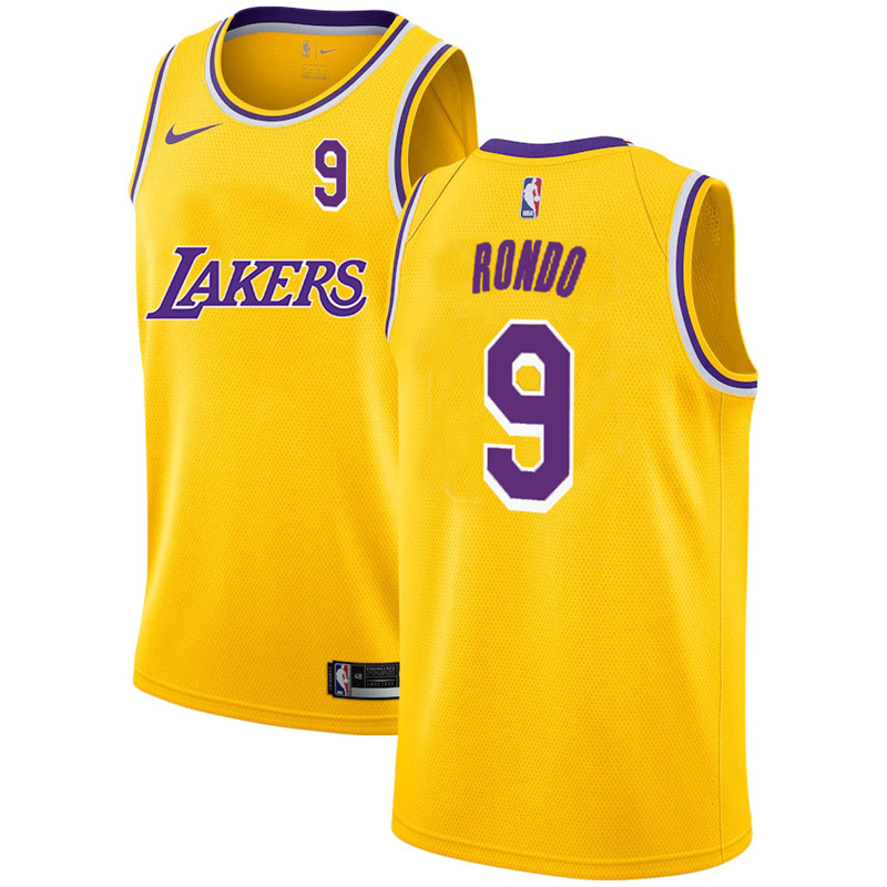 Lakers 9 Rajon Rondo Yellow 2020 2021 New City Edition Nike Swingman Jerseys