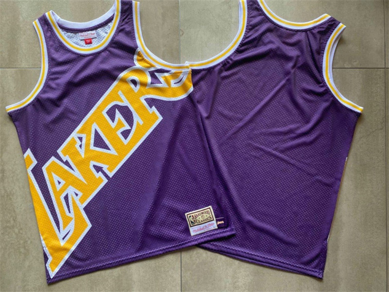 Lakers Big Face Purple Hardwood Classics Swingman Jersey
