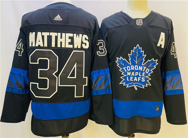 Leafs 34 Auston Matthews Black Alternate Premier Breakaway Reversible Adidas Jersey