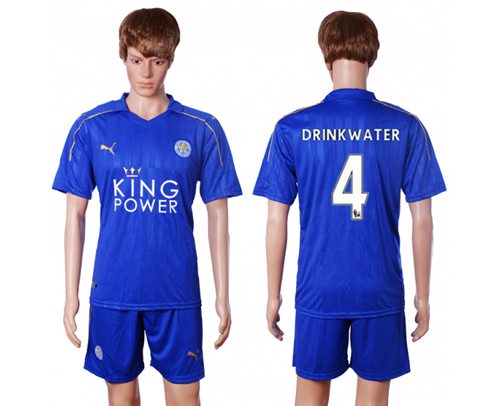 Leicester City 4 Drinkwater Home Soccer Club Jersey