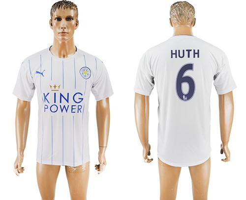 Leicester City 6 Huth SEC Away Soccer Club Jersey
