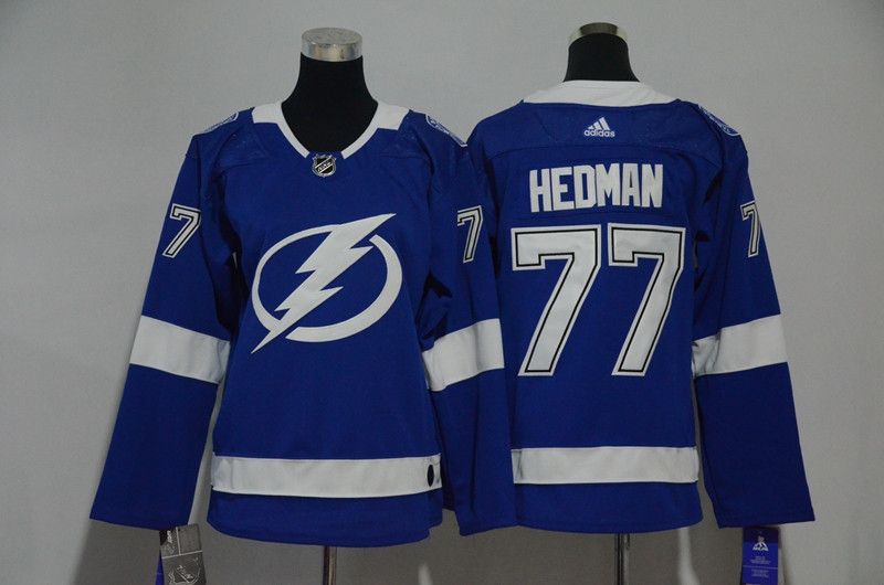 Lightning 77 Victor Hedman Blue Women  Jersey