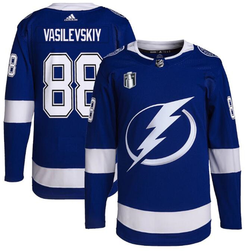 Lightning 88 Andrei Vasilevskiy Blue 2022 Stanley Cup Final Patch Adidas Jersey