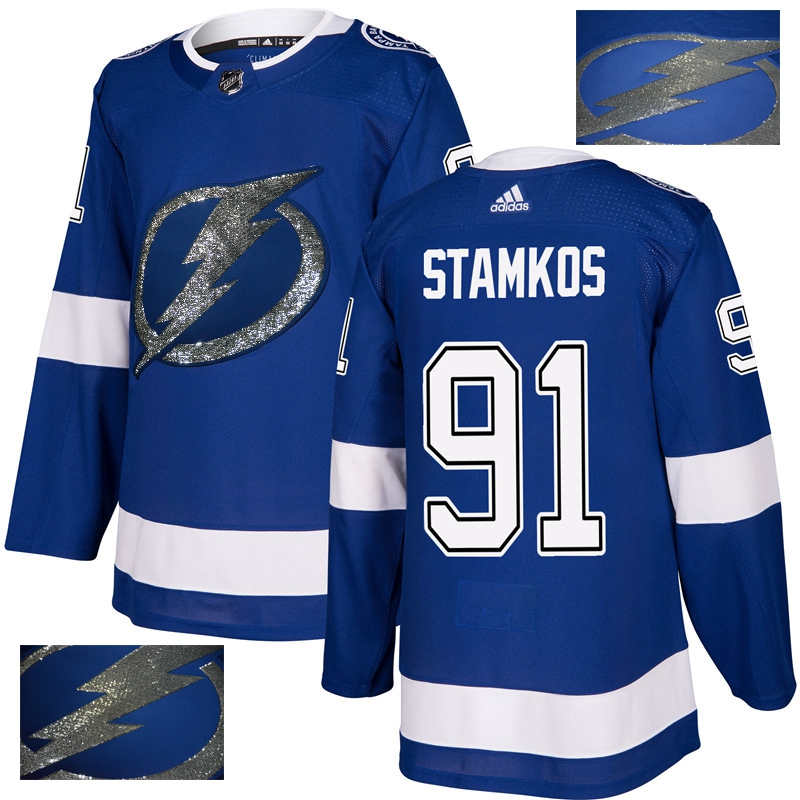 Lightning 91 Steven Stamkos Blue With Special Glittery Logo  Jersey
