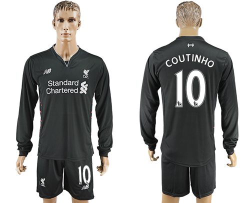 Liverpool 10 Coutinho Away Long Sleeves Soccer Club Jersey