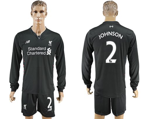 Liverpool 2 Johnson Away Long Sleeves Soccer Club Jersey