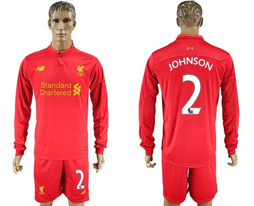 Liverpool 2 Johnson Home Long Sleeves Soccer Club Jersey