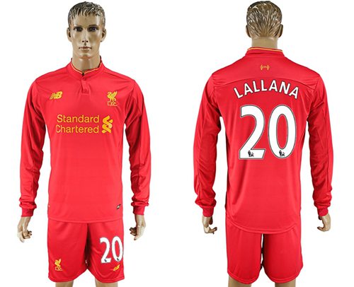 Liverpool 20 Lallana Home Long Sleeves Soccer Club Jersey